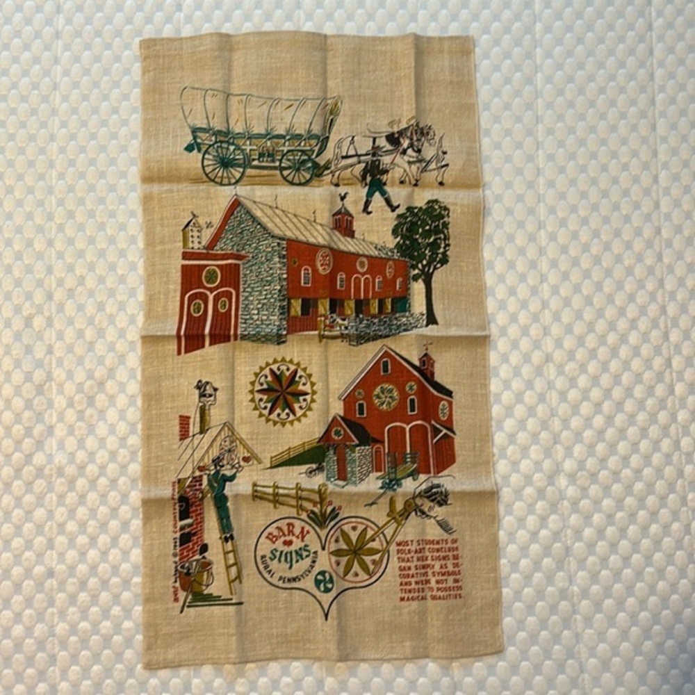 Vintage Barn Signs of Rural Pennsylvania Linen Tea Towel/Wall Hanging